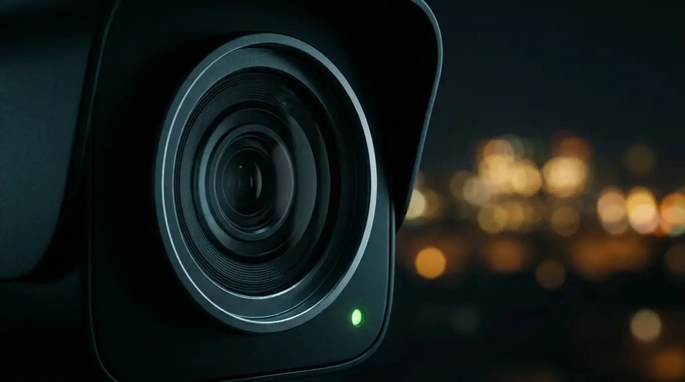 Close-up of a premium security camera lens
