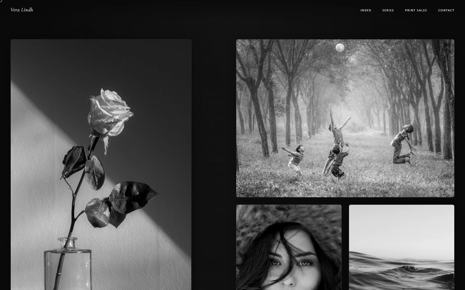 Noir and White photography website study showing its image archive.